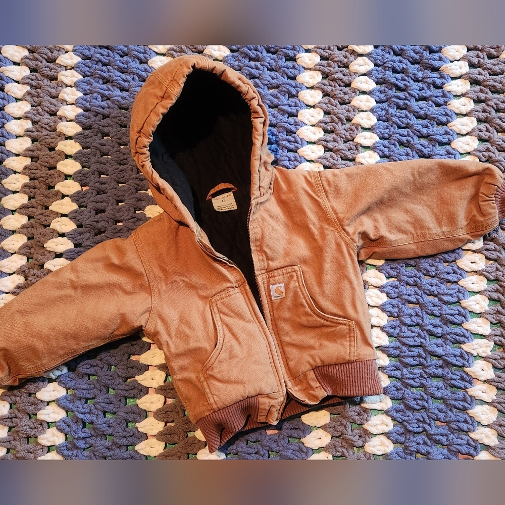 2t Carhatt Boys Canvas Insulated Hooded Active Jacket